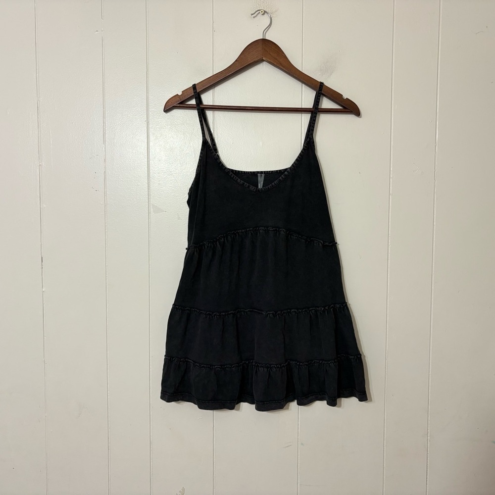 By Anthropologie Charcoal Washed Tiered Cami Tank Top Size S Boho Babydoll